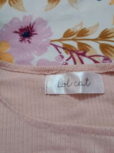 Ribbed Cutout Tee - Pink