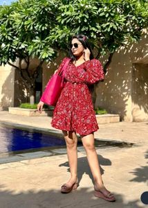 Red Print Mini Dress