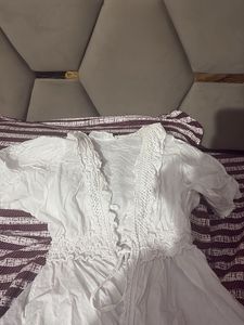 White Crochet Trimmed dress