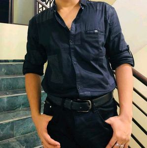 Black Shirt With Grey Patchwork (Long Sleeves)