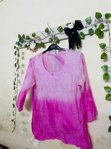 Pink Ombre Embroidered Tunic Top