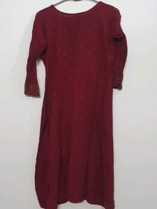 Maroon Colour Embroidered Kurti