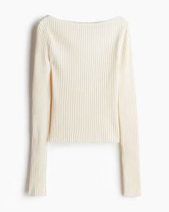 H&amp;M ribbed knit boat neck top .
