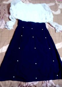 Elegant Navy &amp; White Dress