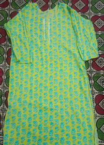 Floral Print Kurti Yellow N Blue