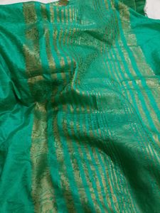 Green Banarasi Saree with free matching earrings