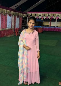 Elegant Pink Anarkali Gown with Dupatta