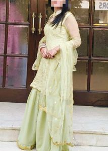 Pista Green Party Wear Garara Suit