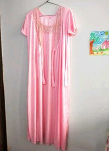 Elegant Pink Nightgown with robe