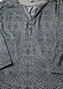 Patterned Henley Top