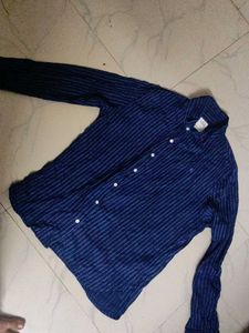 wrogn Striped Blue Shirt