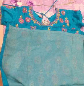 Embroidered Firozi Blue Salwar Suit