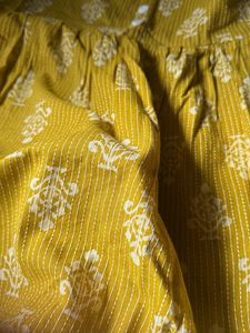 Yellow Printed Casual Dress(Short kurti)