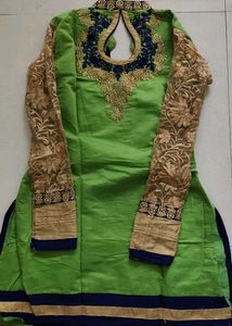 Light Green And Navy Blue Dress