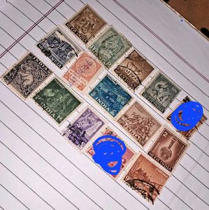 13 Rare, Antique Indian Stamps