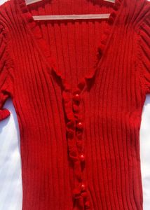 RED RIB-KNIT CROP TOP♥️