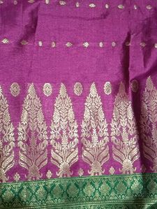 Purple &amp; Green Banarasi Silk Saree