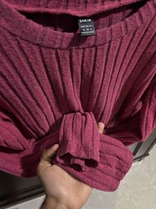 SHEIN Hot Pink Ribbed Crop Top (Size M)