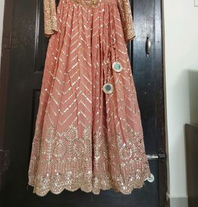 SALE!!Pastel Peach Heavy Sequinns Gown ❤️