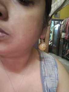 Vintage Pure Brass Natural Stone Earrings