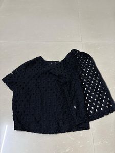 Black Eyelet Top