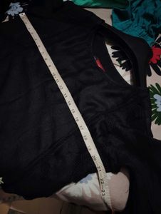 Black Party Wear Kurta Embroidery Inner Attached