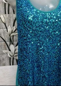 y2k Sparkly Blue Sequin Tank Top