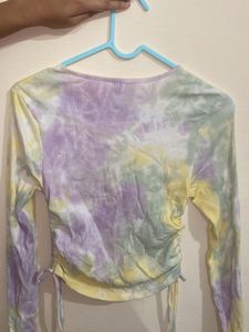 Tie-Dye Ribbed Long Sleeve Top