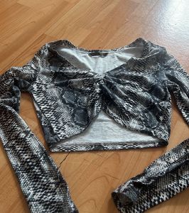 Shein Cute Animal Ruched Crop Top
