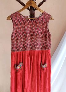 Indie Style Dress With Front Pockets