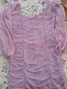Lilac Ruched Mini Dress