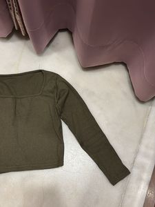 Olive Green Long Sleeve Top