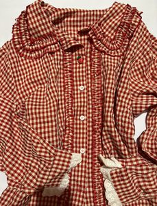 Red ghingam Ruffle Blouse