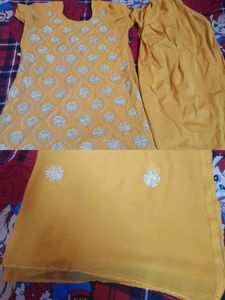 Haldi Party Wear Punjabi Suit Salwar Dupatta Set