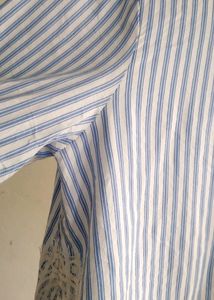 Zara Blue Striped Lace Trim Top