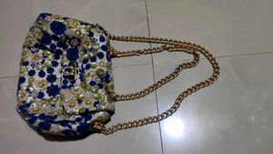 Embroidered Chain Shoulder Bag