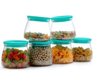 Set of 6 Plastic Storage Jars