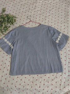 Striped Blouse with Lace Detail