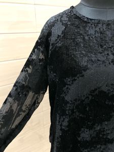 Party Black Velvet Abstract Print Top