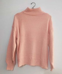 URBANIC Peach Turtleneck Knit Sweater