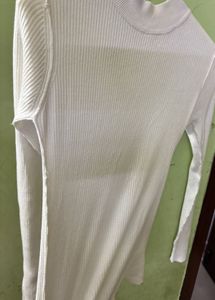 White Ribbed Mock Neck Top