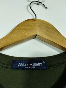 Array Jeans Dark Green Printed Round Neck T-Shirt (Men&#39;s)