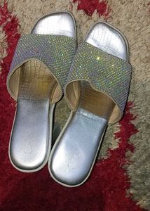 Golden High Heels With Sparkling Stone ,