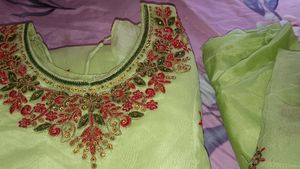 Premium Quality Chanderi Long Embroidery Dress Set