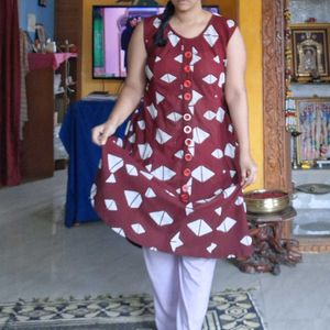 Casual maroon Print Dress