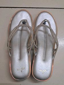 Elegant Silver Wedge Thong Sandals