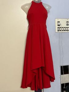 Pintrest Red Halter Hi-Lo Dress