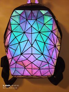 geometrical holographic luminous backpack