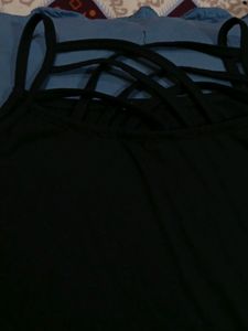 Trendy Korean Stylish Black Cross Bralete Sexy Top