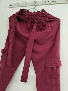 Mahroon Color Joggers - 26 Waist 14 Year Girls, Na